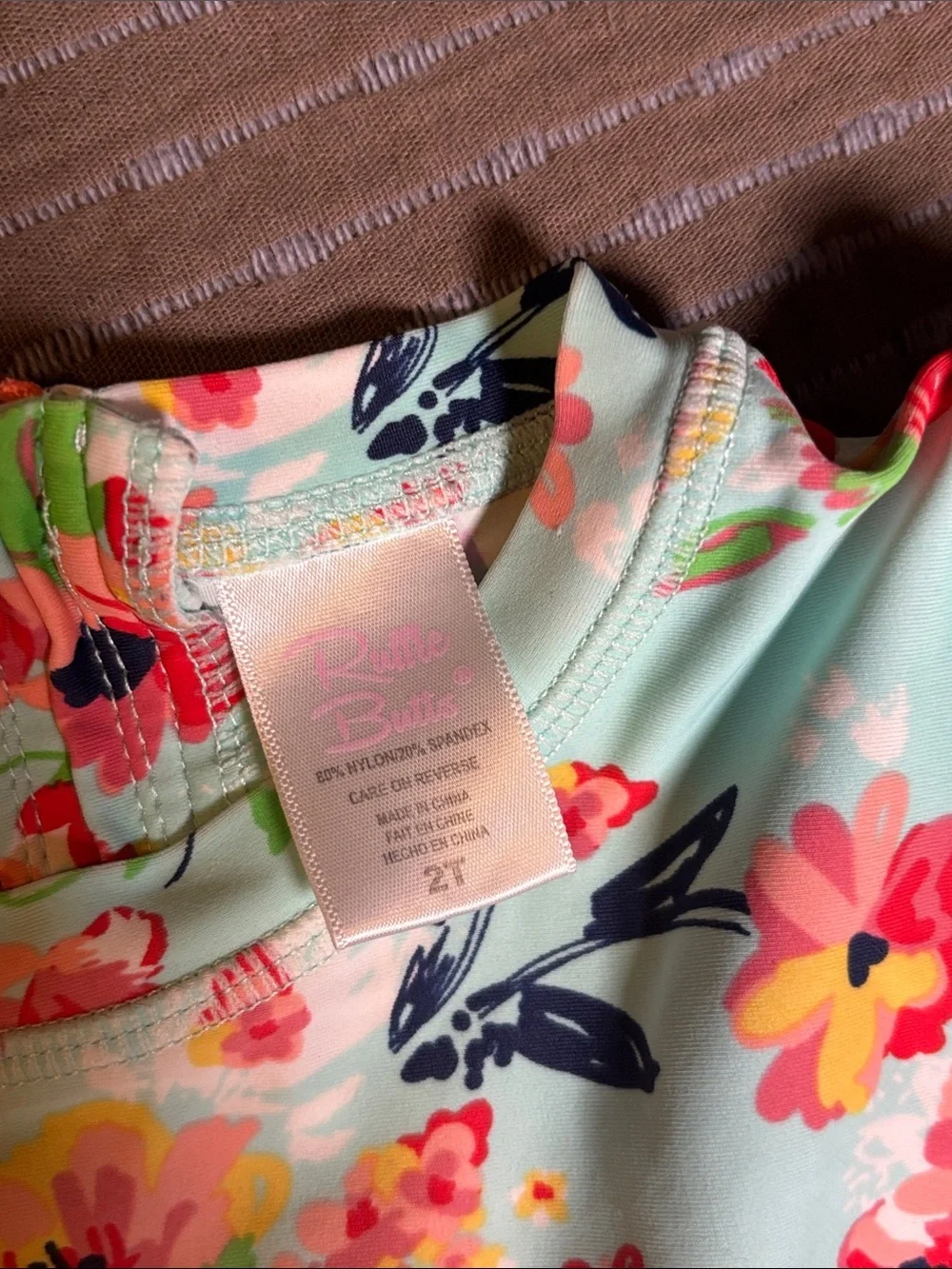 Lot of 2 Swimsuits Sz 2T Hanna Andersson 2 pc & Ruffle Butts 1 pc Rash Guard